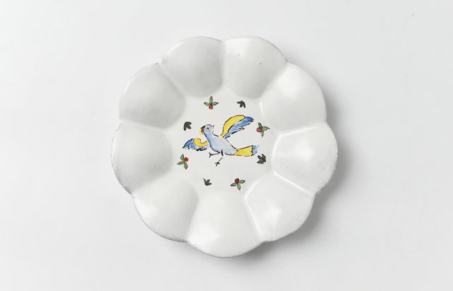 安部太一 1B 白釉色絵輪花皿九弁