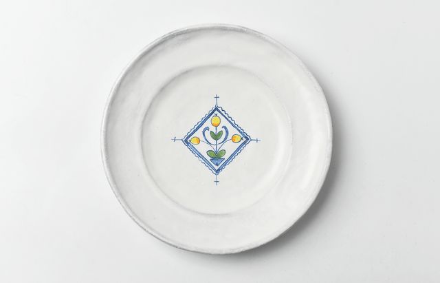 安部太一 7A 白釉色絵リム皿小