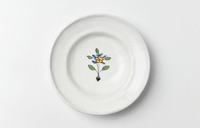 安部太一 24D 白釉色絵リム皿小深（高台なし）