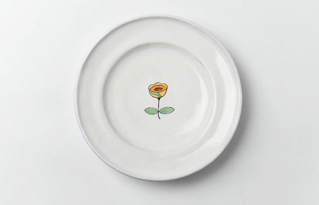 安部太一 8E 白釉色絵リム皿大