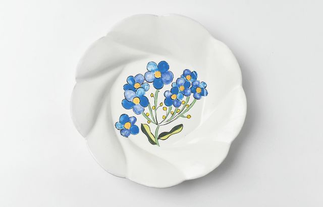 安部太一 12 白釉色絵輪花皿ねじり型深