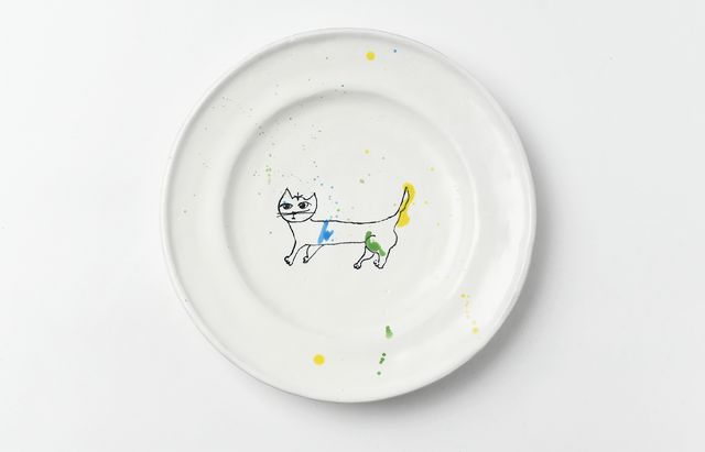 安部太一 23B 白釉色絵リム皿大（高台なし）