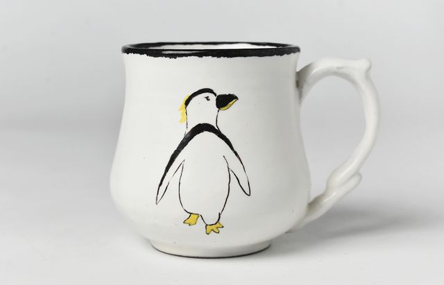 安部太一 25B 白釉色絵マグカップ大丸型