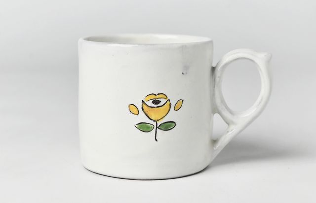 安部太一 28C 白釉色絵マグカップ小筒型