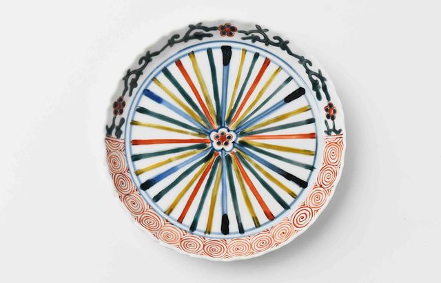 中荒江道子 梅ボーダー5寸皿