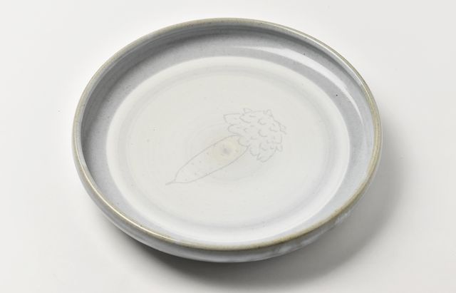 松本優樹 12 もみ灰釉8寸浅鉢（絵）