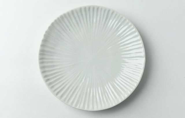 九谷青窯 105 白磁内しのぎ皿24.5cm