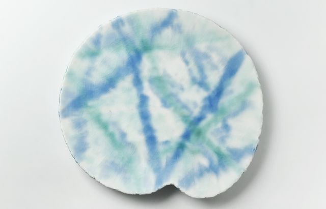 鈴木重孝 1 灰釉打ち水文パレット大皿