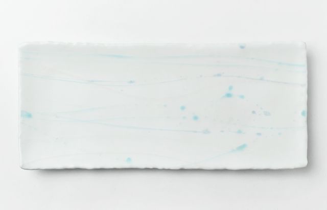 鈴木重孝 3A トルコホワイト釉打ち水文長方大皿