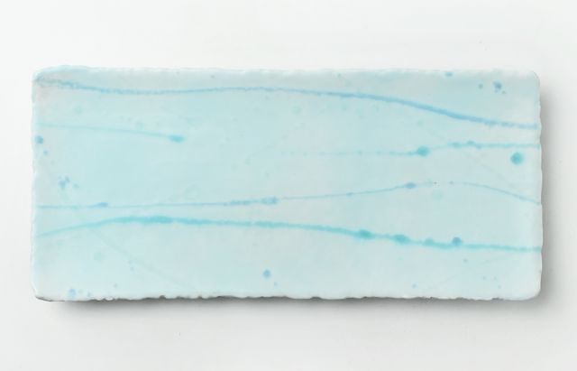 鈴木重孝 4 トルコペールブルー釉打ち水文長方大皿