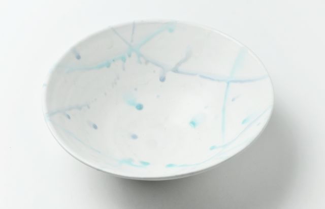 鈴木重孝 13 トルコホワイト釉打ち水文7寸鉢