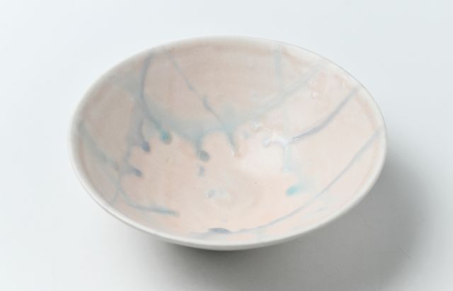 鈴木重孝 22 トルコペールピンク釉打ち水文6寸鉢