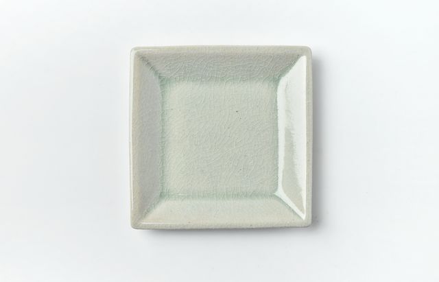 風窯 灰釉四角皿