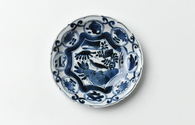 須谷窯 輪花鳥文芙蓉手皿