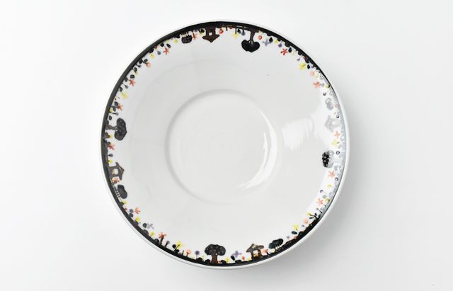 徳永遊心 色絵家並み 8寸深皿