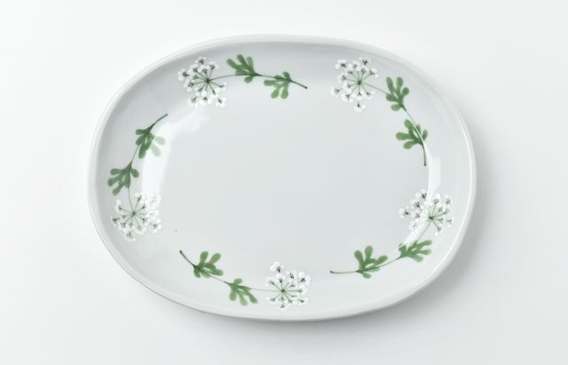 徳永遊心 色絵レースフラワー楕円皿