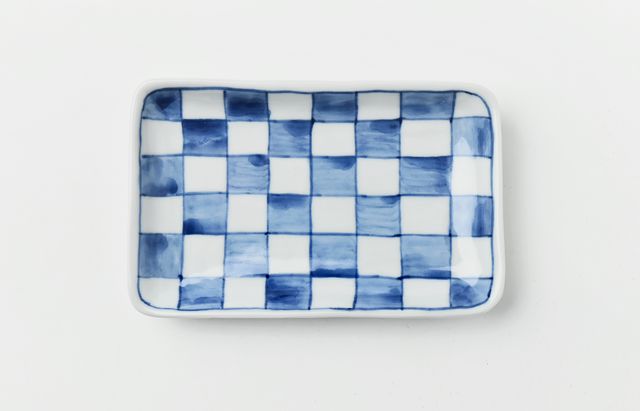 花田 長角小皿 市松