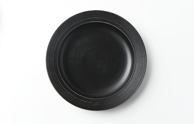 後藤睦 8　千紋リムプレート7寸 黒漆（カバ）
