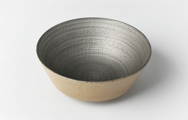 後藤睦 20　角鉢挽目4.5寸 白漆+錫（カバ）