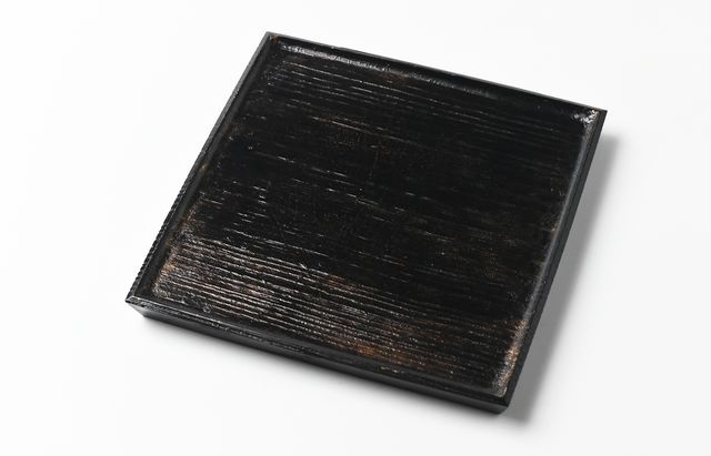 熊川栄司 9C　桐角皿 銀箔貼/漆塗（黒）