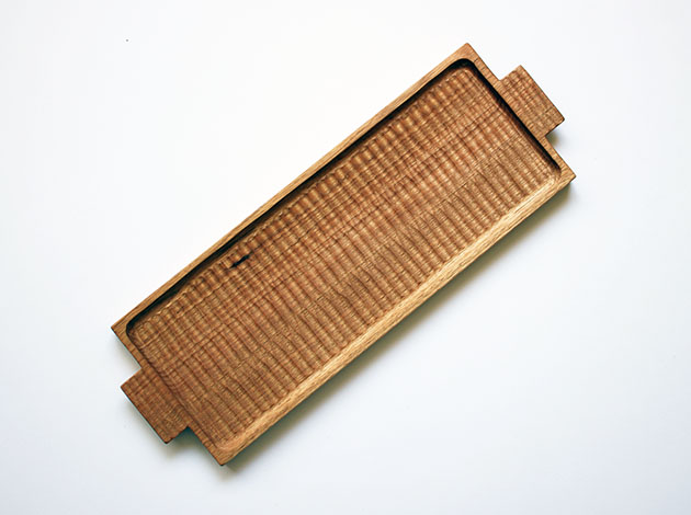 icura くりぬきトレイ 持ち手付き 長 くるみ