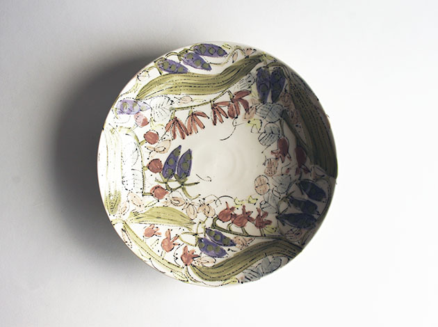 大隈美佳　草文リム皿