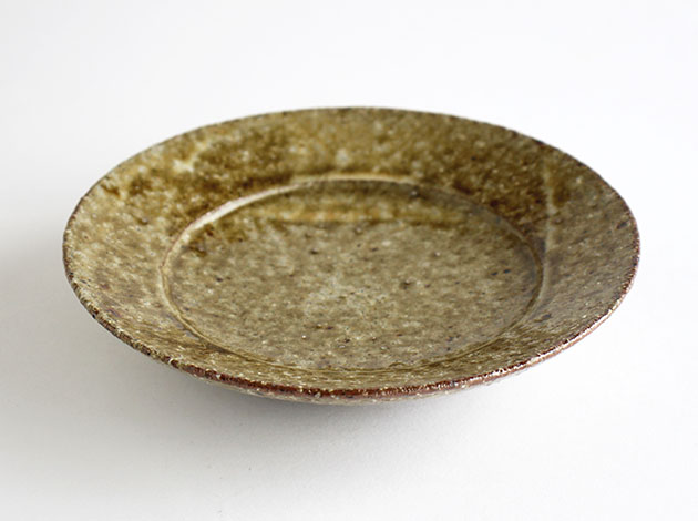 馬野真吾 6寸リム皿 黄磁釉