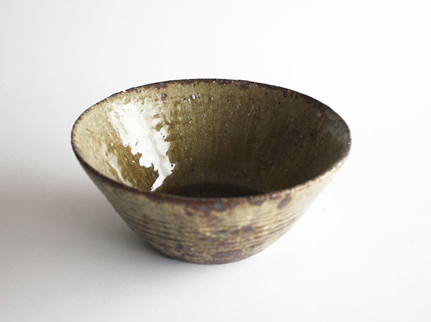 馬野真吾　黄灰釉台形鉢