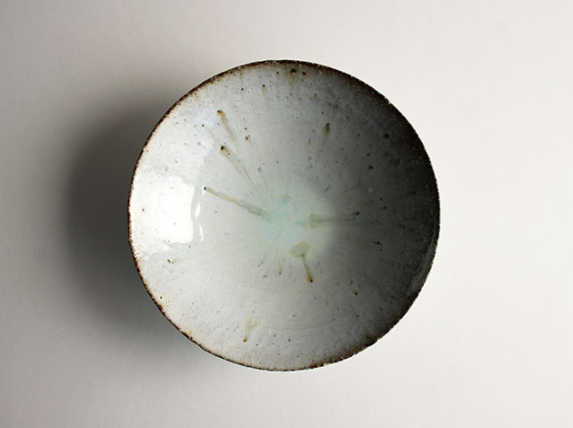 馬野真吾 丸浅鉢 メロン灰釉