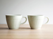 阿部春弥・みか　白磁しのぎコーヒーカップ