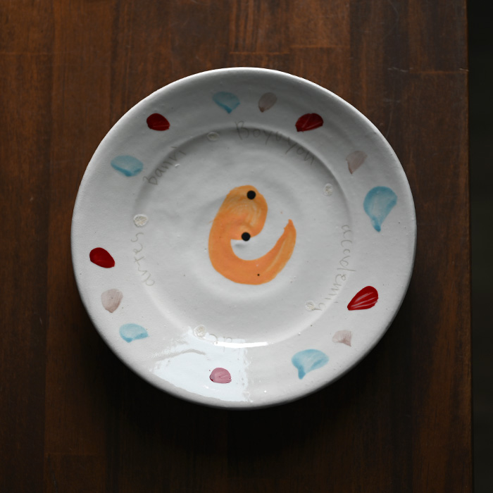 　色絵ケーキ皿（ミロ風）　作家「吉岡萬理」