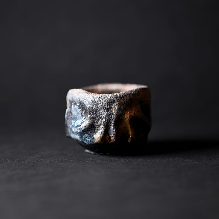 【共箱付】備前焼縄文ぐい呑（CR-043）　作家「クリストファーレイヴェンホール」