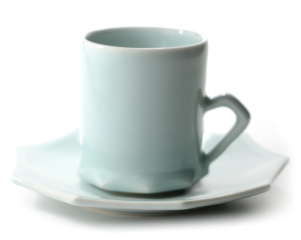 青白磁カップ＆ソーサ　　作家「市川博一」