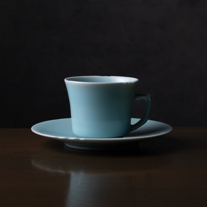 和食器 | コーヒーカップ | 青白磁カップ＆ソーサー（IH-059）　　作家「市川博一」