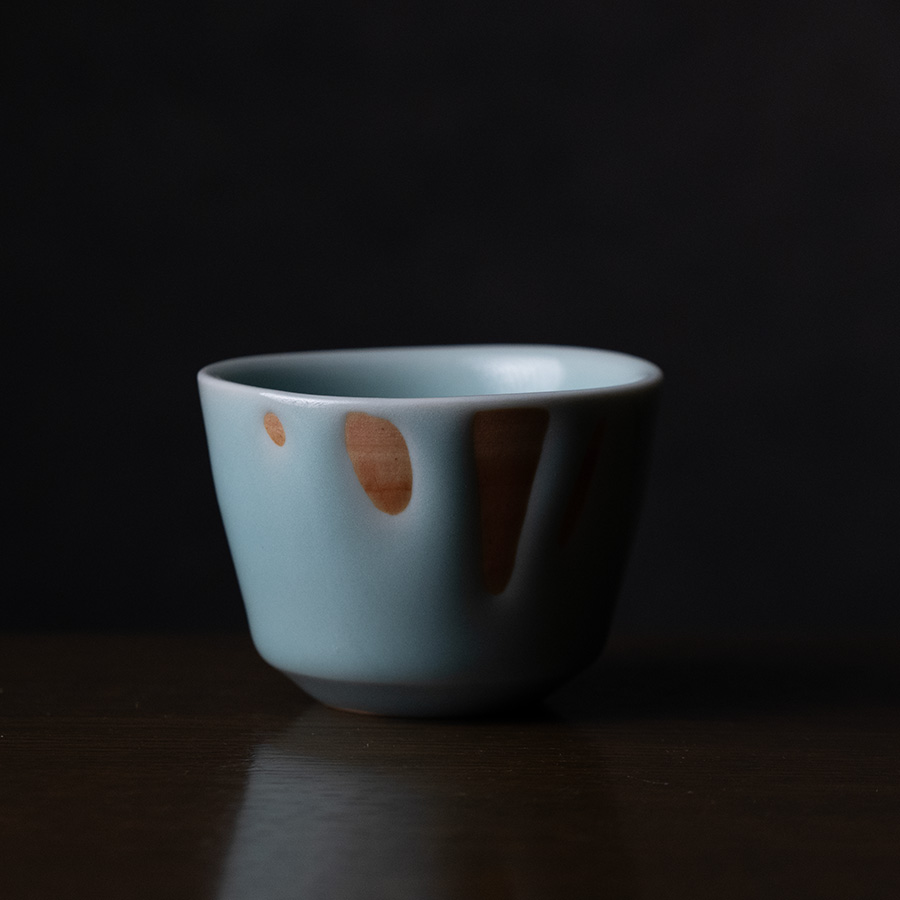 共箱付 | 青白磁輪花酒三盃（IH-069） 作家「市川博一」