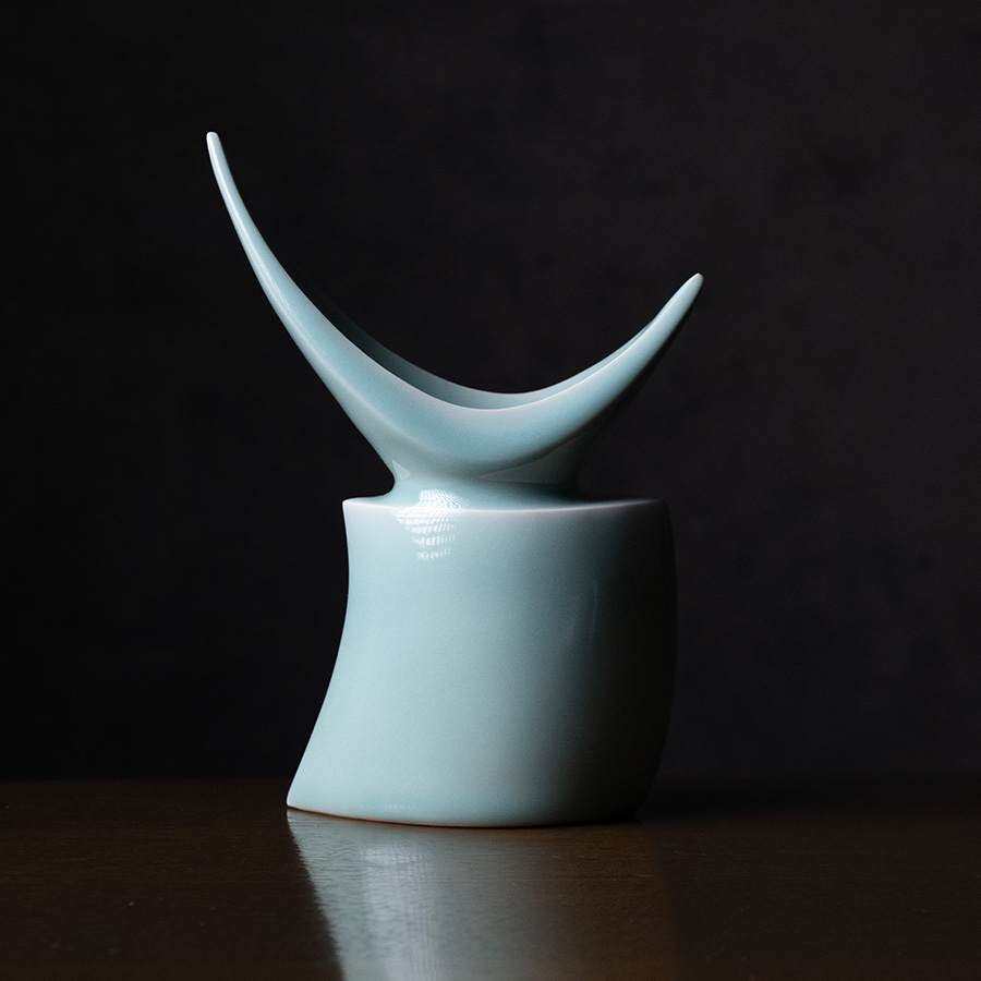 青白磁茶碗 作家「市川博一」