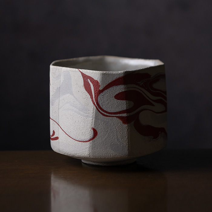 共箱付】彩墨流酒器-白黒-（JS-757） 作家「瀬津純司」