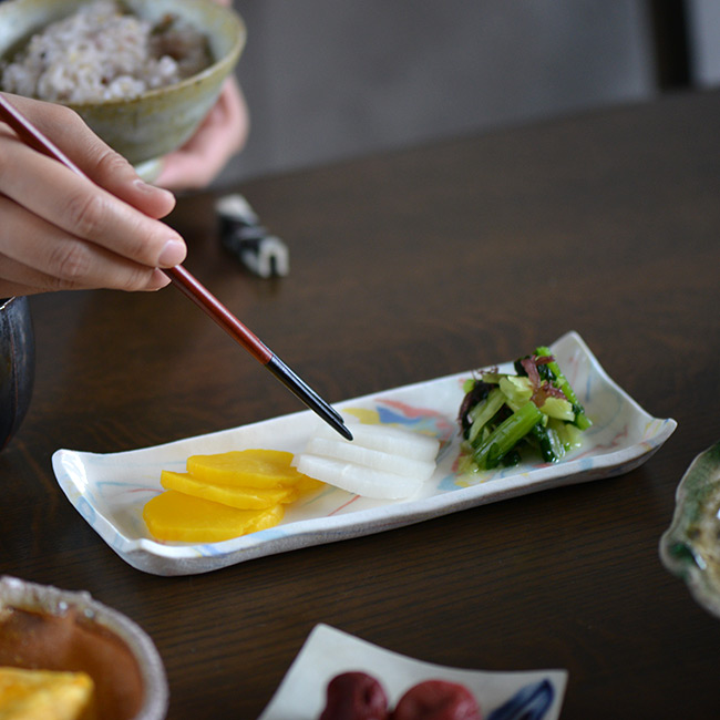 和食器　練込長角皿　作家「荒木漢一」