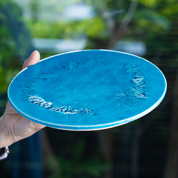 瑠璃釉七寸皿 作家「荒木漢一」