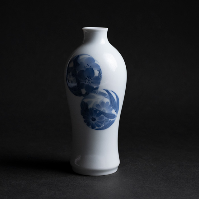 花器 陶器製 希少品 花器 | 染付花生「四君子」(AH-242) 作家「本多亜弥」