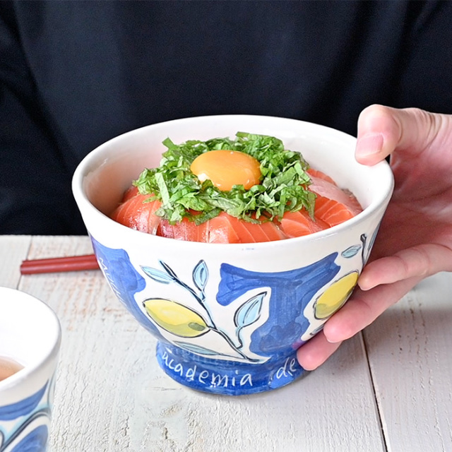 染付レモン丼鉢　作家「吉岡萬理」
