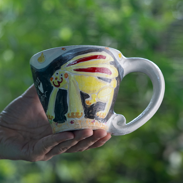 和食器 色絵うさぎのホワイトマグカップ (BY-381) 作家「吉岡萬理」