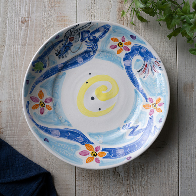 大皿 | 染付 龍のパスタ皿 - 25cm - (BY-416) 作家「吉岡萬理」