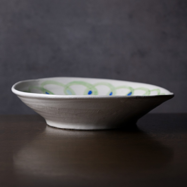 大鉢 | 色絵「Green」楕円鉢(BY-437) 作家「吉岡萬理」