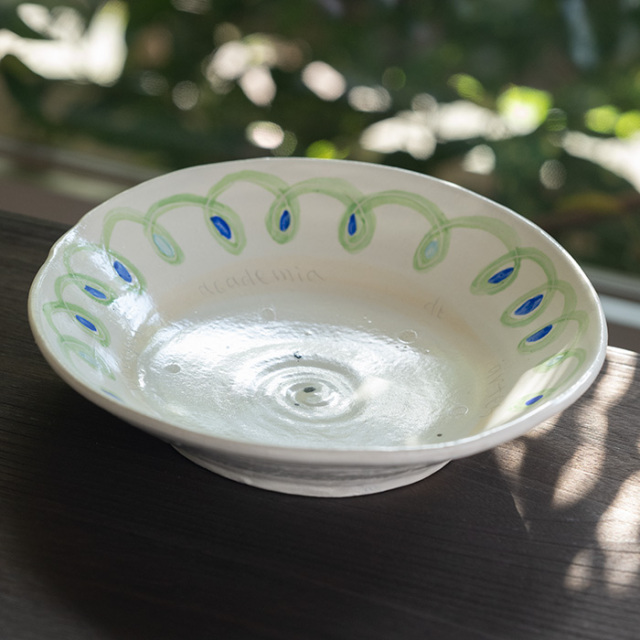 大鉢 | 色絵「Green」楕円鉢(BY-437) 作家「吉岡萬理」
