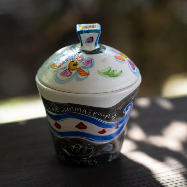 蓋物 | 色絵 スネイくんの蓋物(BY-439) 作家「吉岡萬理」