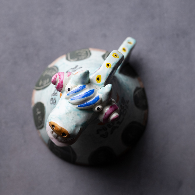 インテリア | 色絵「水色馬」小 (BY-483) 作家「吉岡萬理」