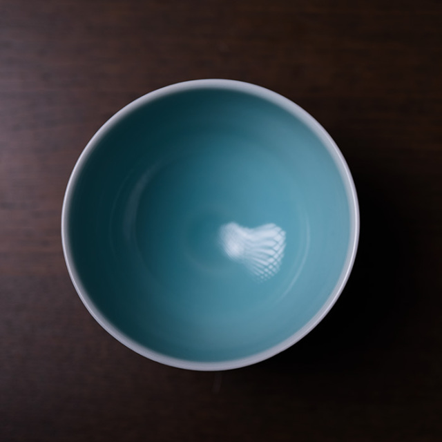 A 100 抹茶碗 高麗青磁 ( 新品未使用品 ) M289 茶碗 『在銘』『菊絵』『高麗青磁茶碗』 抹茶碗 木箱