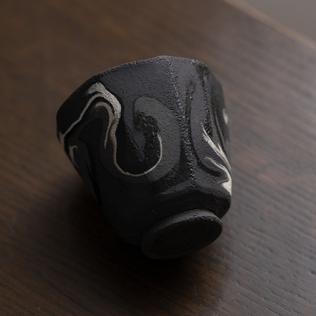 瀬津純司　「彩墨流花器」　共箱　新進気鋭　京都　陶芸作家　setsu junji 瀬津純司 「彩墨流花器」 共箱 新進気鋭 京都 陶芸作家 setsu