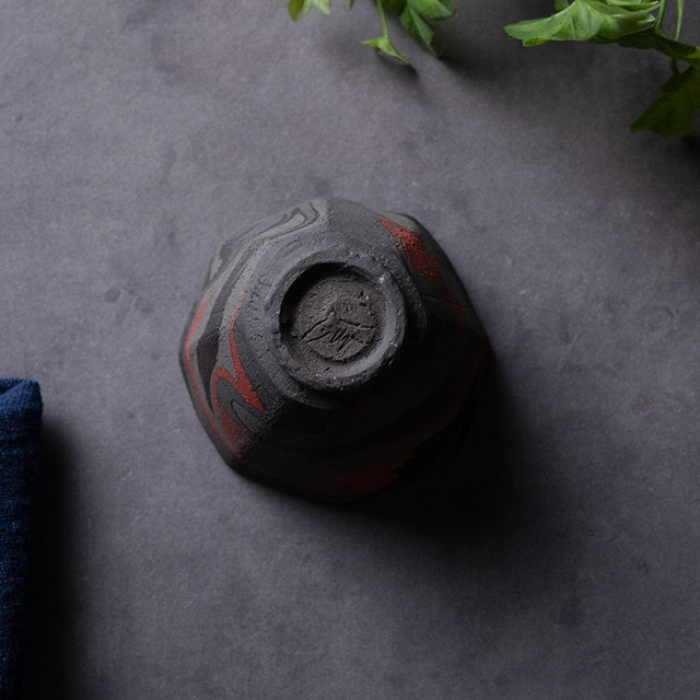 共箱付】彩墨流酒器-白黒-（JS-755） 作家「瀬津純司」